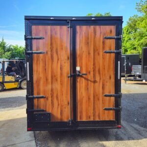 7 x 12 wood grain concession trailer with black trim - view 6