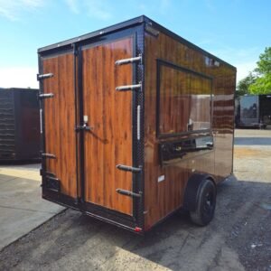 7 x 12 wood grain concession trailer with black trim - view 7