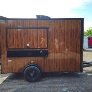 7 x 12 wood grain concession trailer with black trim - view 8