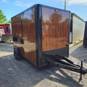 7 x 12 wood grain concession trailer with black trim - view 9