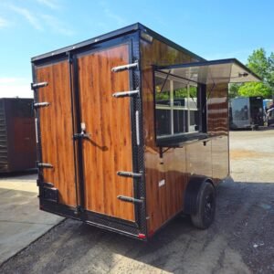 7 x 12 wood grain concession trailer with black trim - view 12