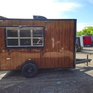 7 x 12 wood grain concession trailer with black trim - view 13
