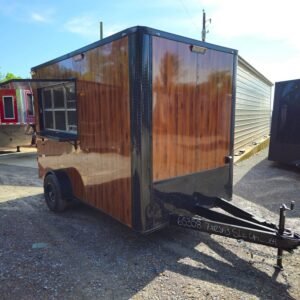 7 x 12 wood grain concession trailer with black trim - view 14