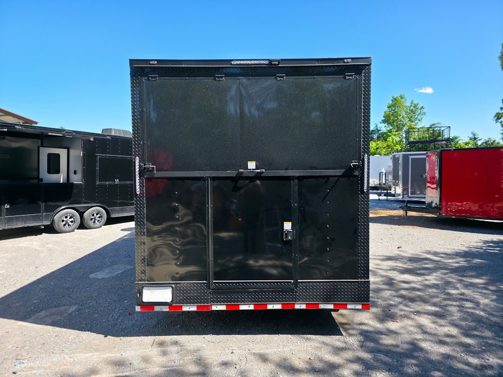 8.5′ X 32′ Concession Trailer Black With Blackout 12′ Porch Food Event Catering — photo 7