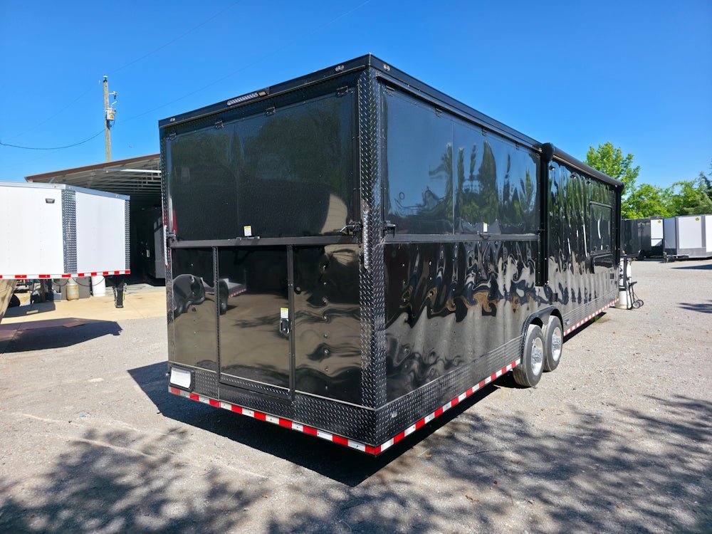 8.5′ X 32′ Concession Trailer Black With Blackout 12′ Porch Food Event Catering — photo 8