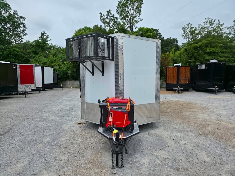 8.5′ X 24′ White Concession Trailer and Toy Hauler With 11 ft BBQ Porch — photo 2