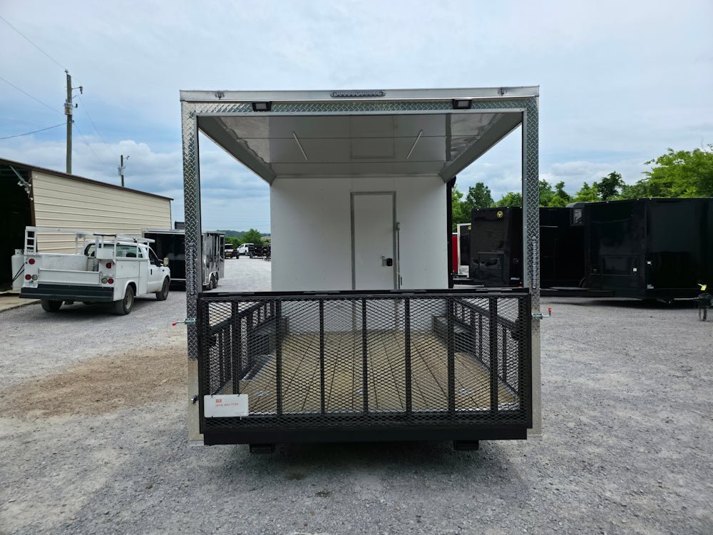 8.5′ X 24′ White Concession Trailer and Toy Hauler With 11 ft BBQ Porch — photo 7
