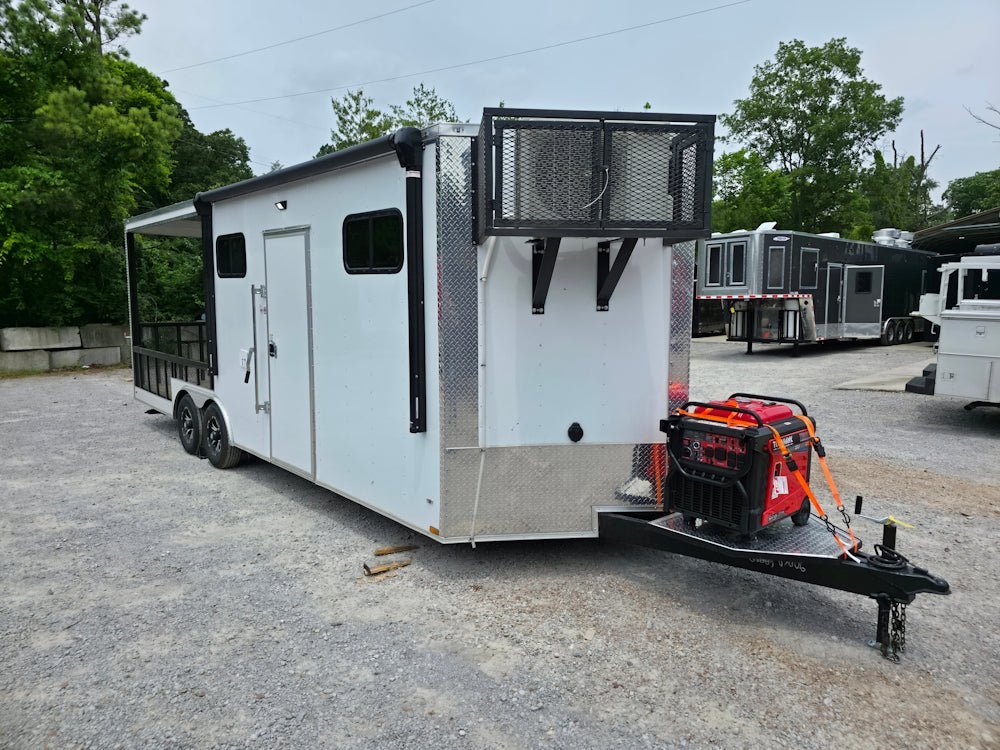 8.5′ X 24′ White Concession Trailer and Toy Hauler With 11 ft BBQ Porch — photo 10