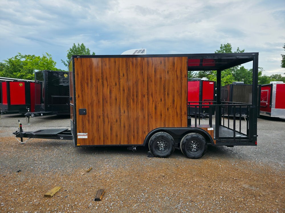 8.5′ X 16′ Elite Concession Trailer Woodgrain W/6′ Porch Event Catering — photo 4