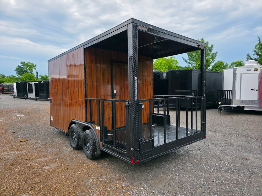 8.5′ X 16′ Elite Concession Trailer Woodgrain W/6′ Porch Event Catering — photo 6
