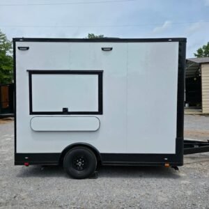 8.5 x 12 white flat front trailer with blackout trim - view 8
