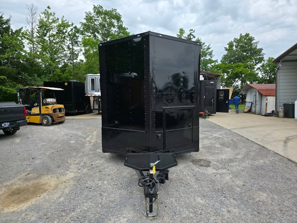 8.5 X 20 Black W/ Blackout Concession Trailer With 8′ Porch Food Event Catering — photo 2