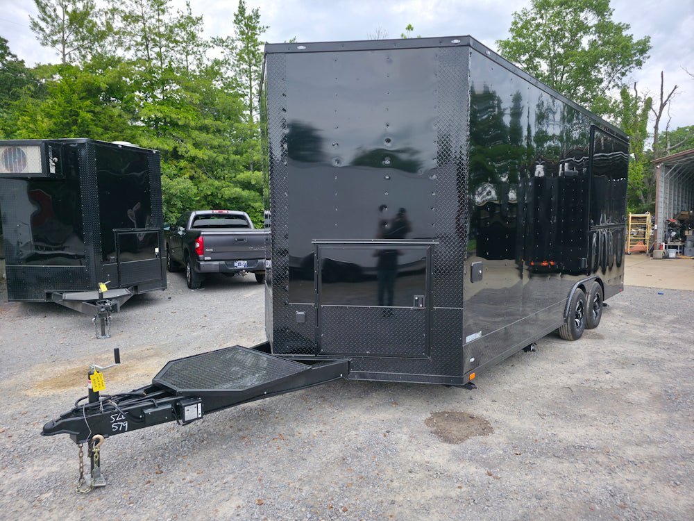 8.5 X 20 Black W/ Blackout Concession Trailer With 8′ Porch Food Event Catering — photo 3