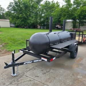 300 gallon BBQ smoker trailer with reverse flow and front charcoal grill - view 3