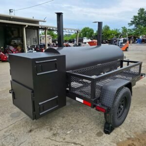 300 gallon BBQ smoker trailer with reverse flow and front charcoal grill - view 7