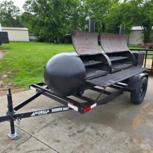 300 gallon BBQ smoker trailer with reverse flow and front charcoal grill - view 14