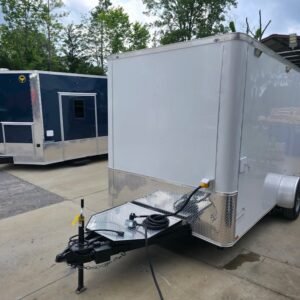 7 x 12 white flat front trailer with tall interior - view 3
