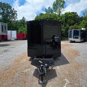 7 x 12 porch concession trailer in black with fold-down platform - view 2
