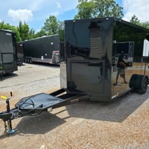 7 x 12 porch concession trailer in black with fold-down platform - view 3