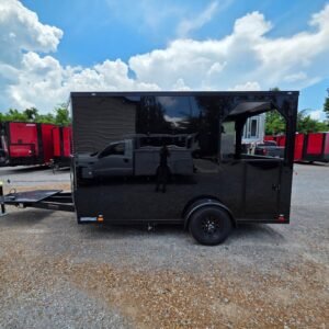 7 x 12 porch concession trailer in black with fold-down platform - view 8