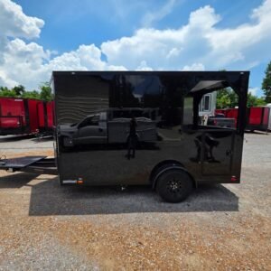 7 x 12 porch concession trailer in black with fold-down platform - view 9