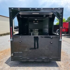 7 x 12 porch concession trailer in black with fold-down platform - view 11