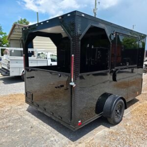 7 x 12 porch concession trailer in black with fold-down platform - view 12