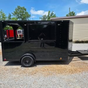 7 x 12 porch concession trailer in black with fold-down platform - view 13