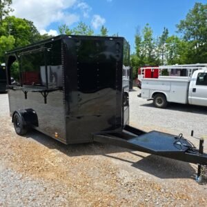 7 x 12 porch concession trailer in black with fold-down platform - view 14