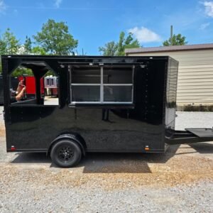 7 x 12 porch concession trailer in black with fold-down platform - view 15