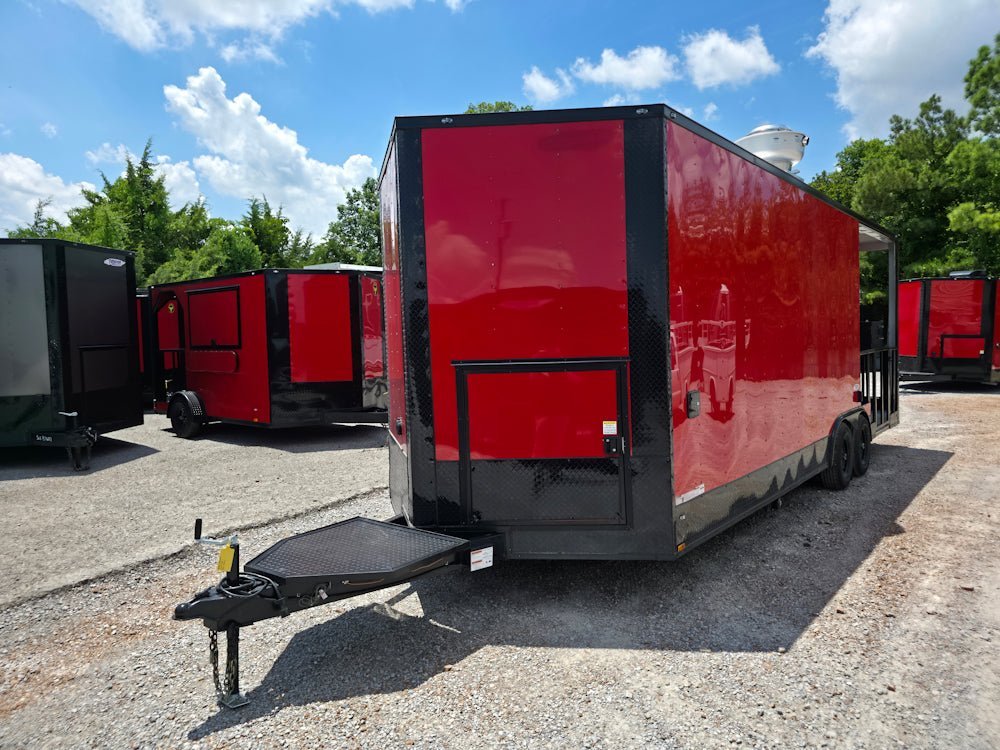 8.5′ X 24′ Red With Blackout BBQ Concession Trailer With 8ft Porch — photo 3