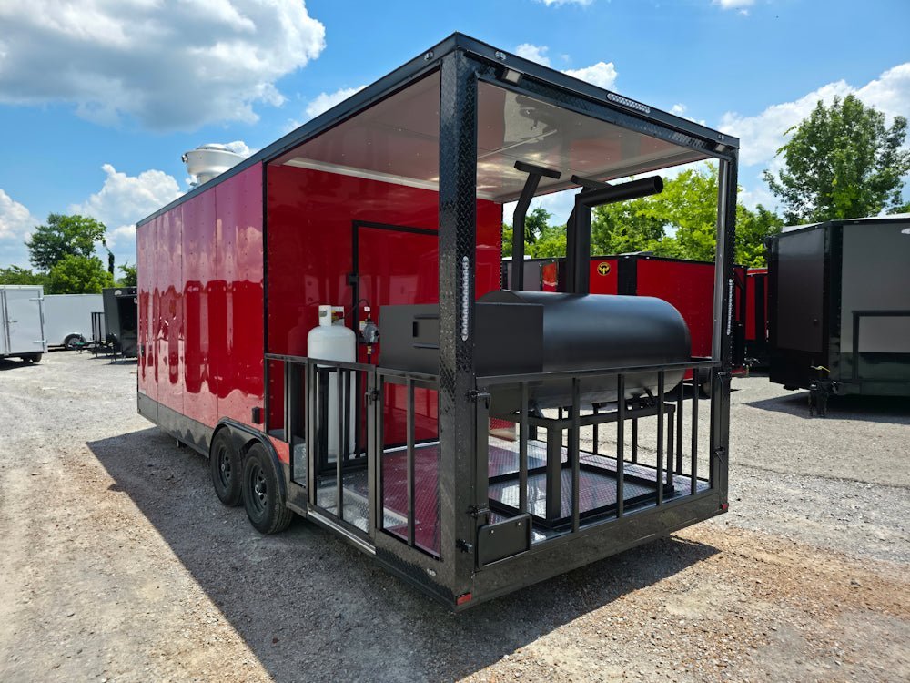 8.5′ X 24′ Red With Blackout BBQ Concession Trailer With 8ft Porch — photo 11
