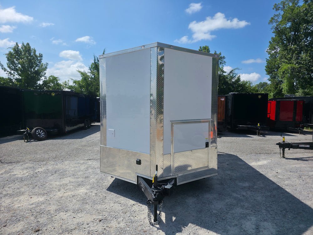 8.5′ X 14′ White Custom Concession Trailer With 7′ Porch BBQ Event Catering — photo 2