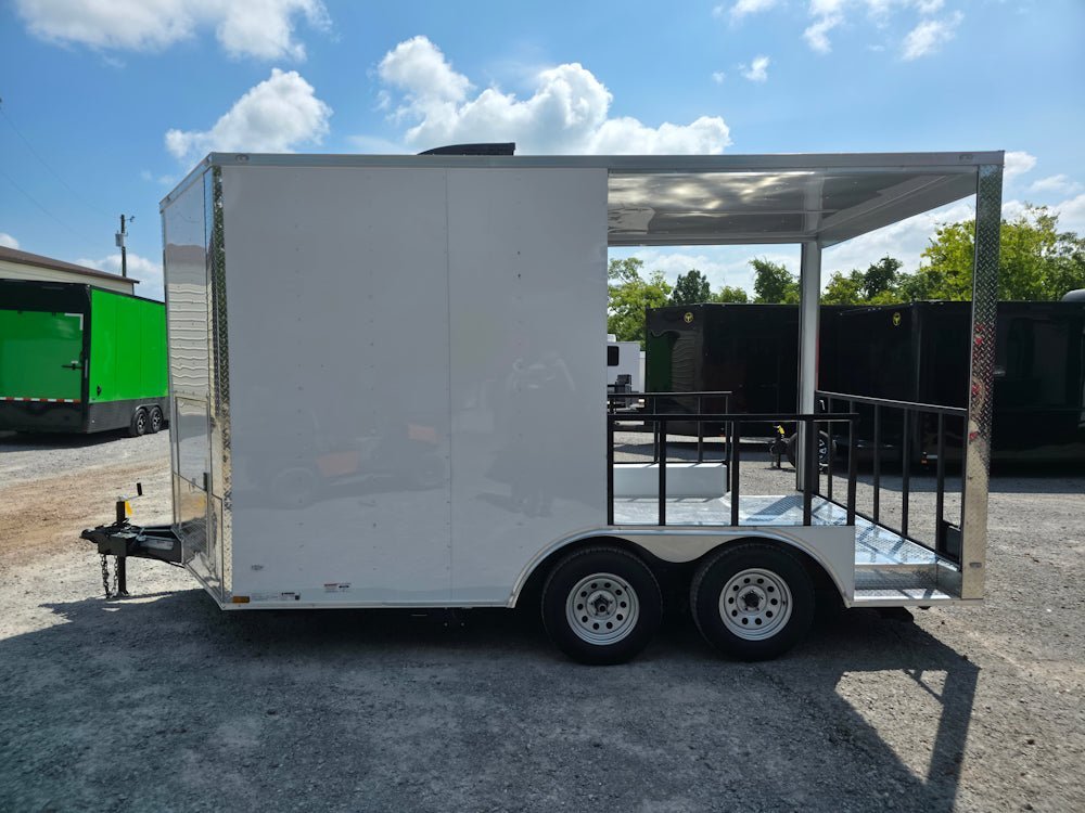8.5′ X 14′ White Custom Concession Trailer With 7′ Porch BBQ Event Catering — photo 4
