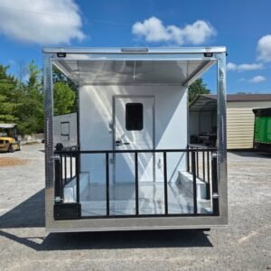 8.5 x 14 white BBQ trailer with 7-foot railed porch - view 7