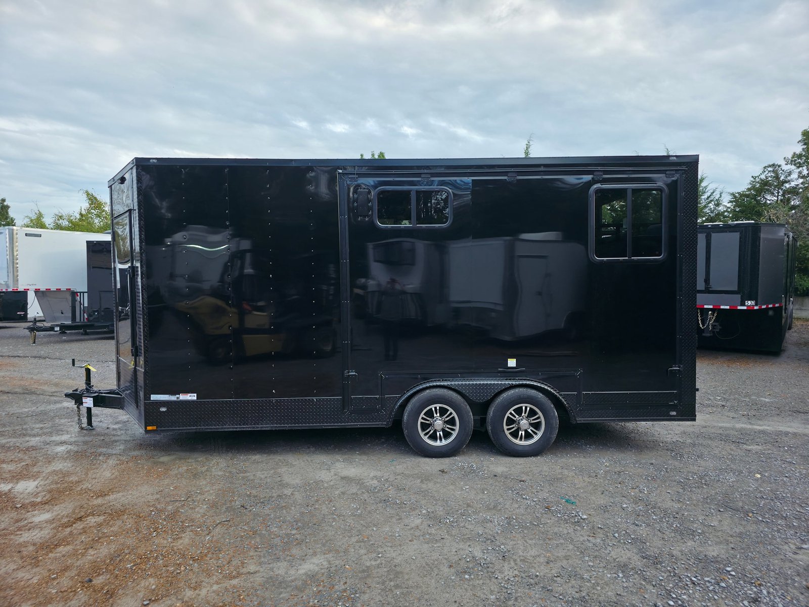 8.5′ X 18′ Black With Blackout Petting Zoo Enclosed Trailer — photo 4