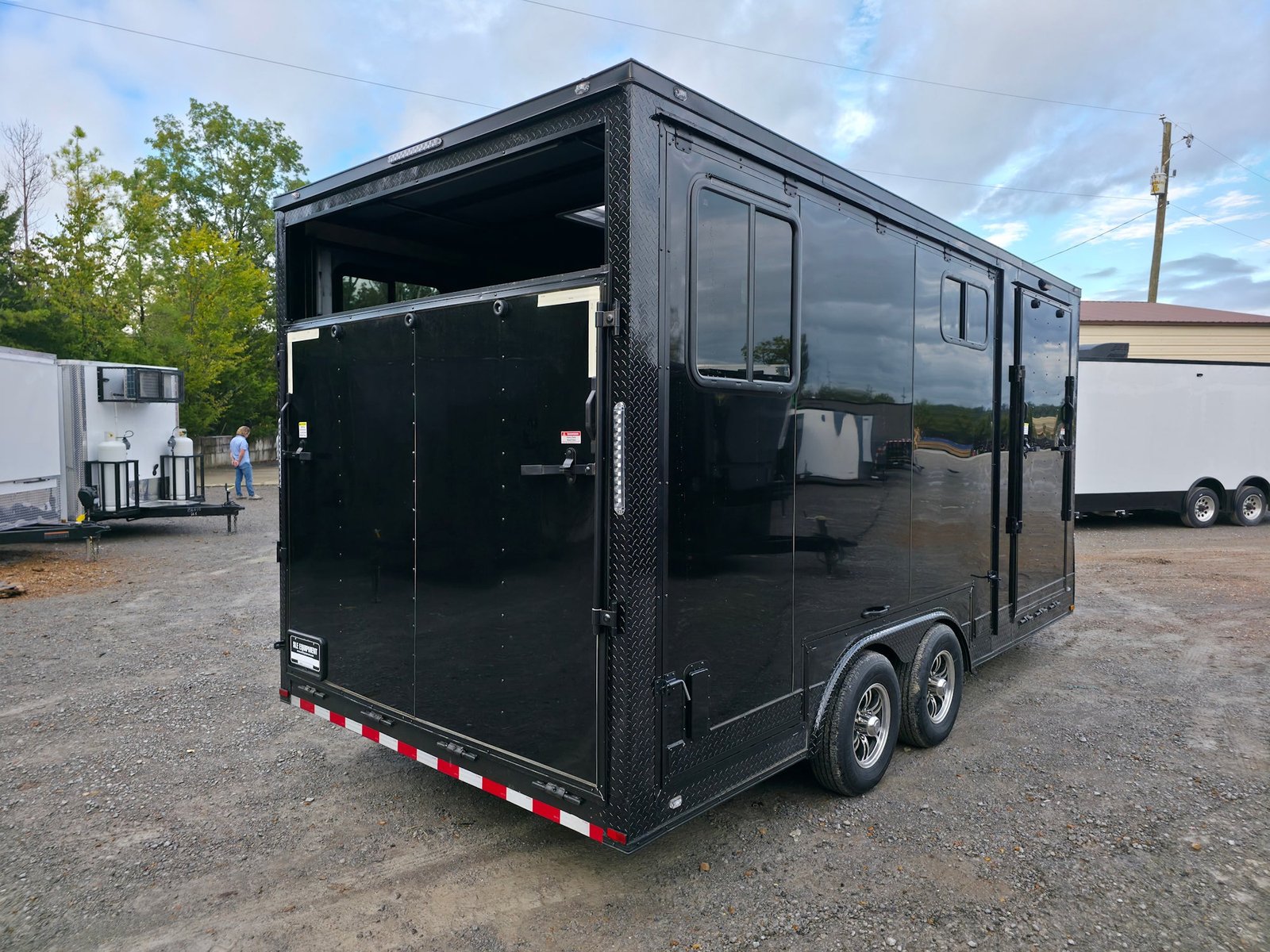 8.5′ X 18′ Black With Blackout Petting Zoo Enclosed Trailer — photo 7