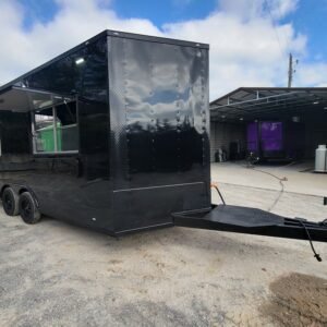 8.5' X 16' Concession Trailer Black W/ Blackout Food and Event Catering With 4' Porch