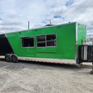 Concessions Trailer 8.5' X 30' Black and Green Food Event Catering