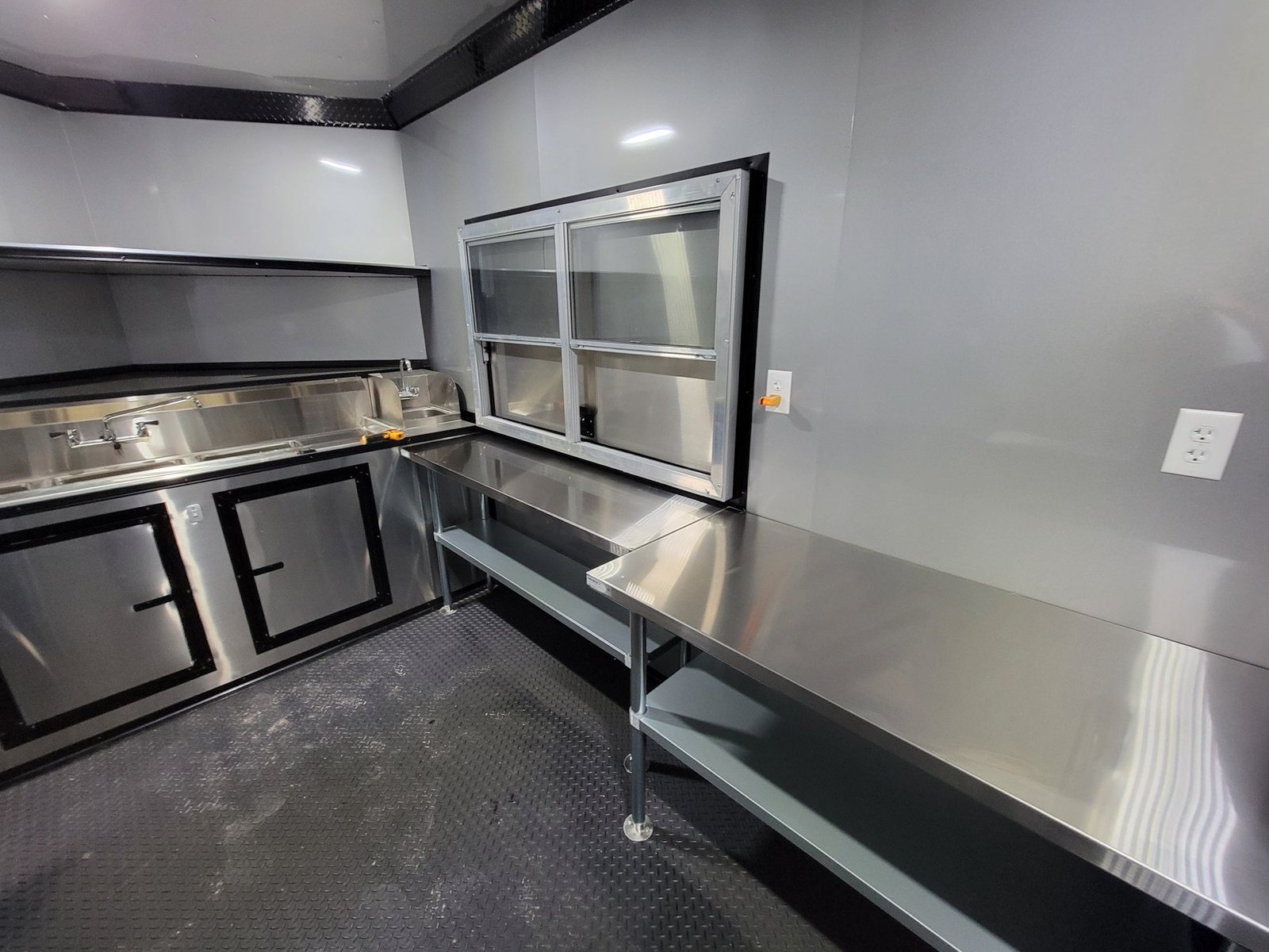 8.5′ X 22′ Custom BBQ Concession Trailer Victory Red With 8′ Porch Black and Blackout Trim — photo 11