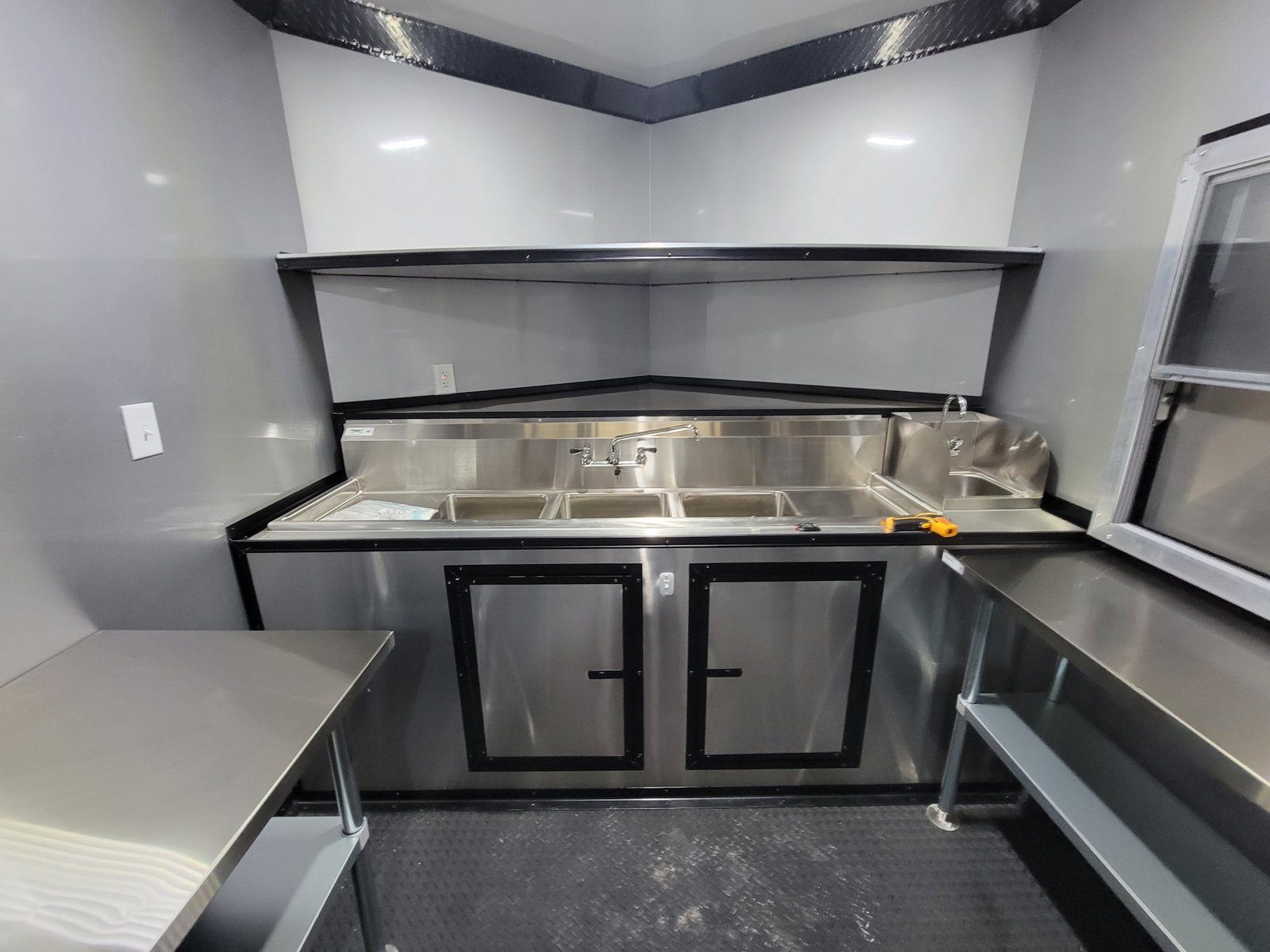 8.5′ X 22′ Custom BBQ Concession Trailer Victory Red With 8′ Porch Black and Blackout Trim — photo 12