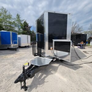 8.5 x 18 black BBQ trailer with 8-foot railed porch - view 2
