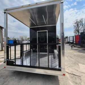 8.5 x 18 black BBQ trailer with 8-foot railed porch - view 6