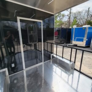 8.5 x 18 black BBQ trailer with 8-foot railed porch - view 11