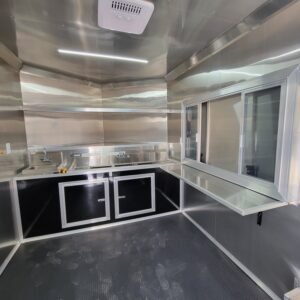 8.5 x 18 black BBQ trailer with 8-foot railed porch - view 12