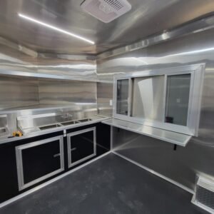 8.5 x 18 black BBQ trailer with 8-foot railed porch - view 13