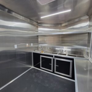 8.5 x 18 black BBQ trailer with 8-foot railed porch - view 14