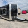 8.5 x 18 black BBQ trailer with 8-foot railed porch