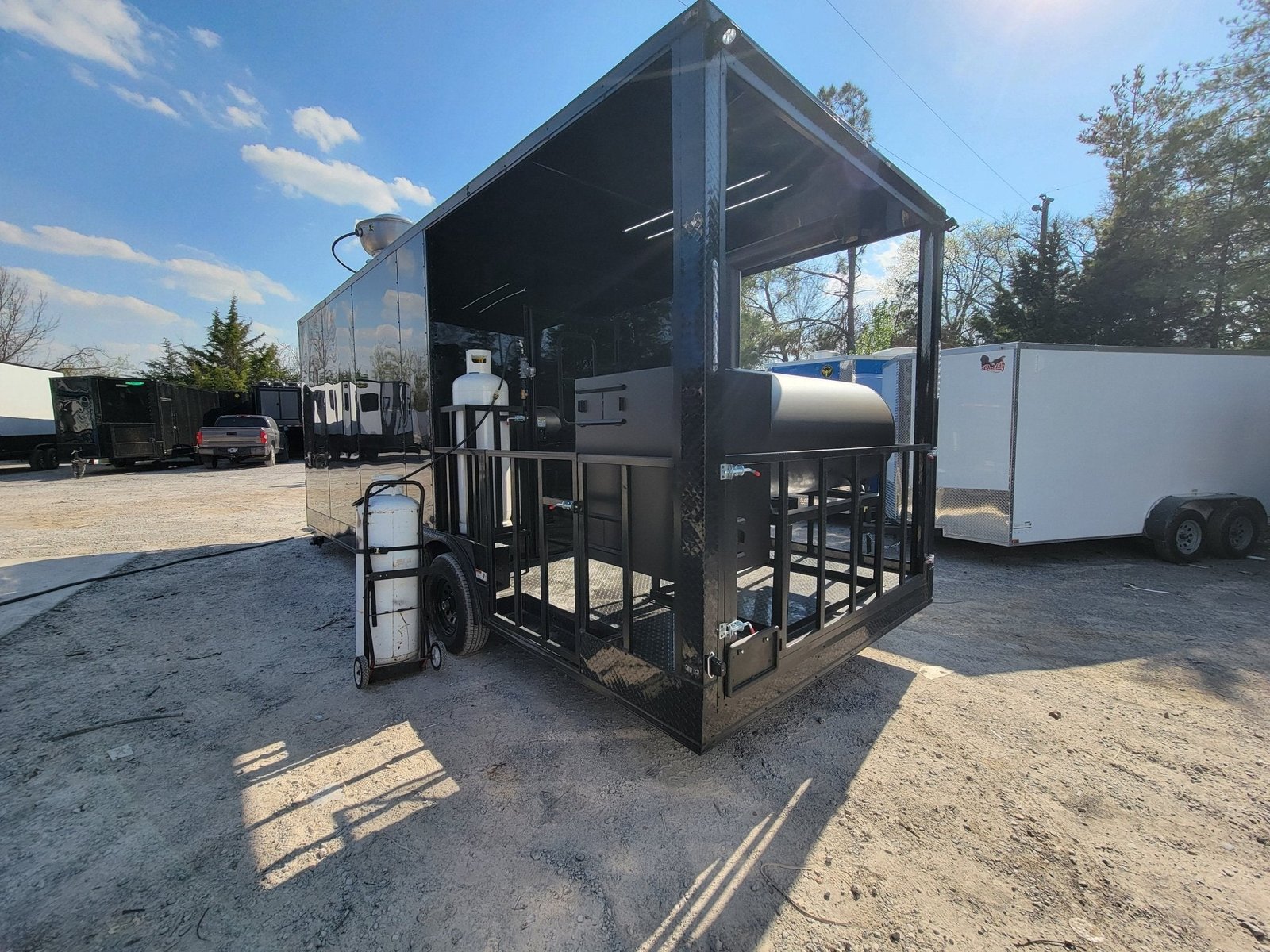 8.5′ X 22′ Concession Trailer Black With Blackout BBQ Event Catering 8′ porch — photo 7