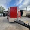 8.5 x 24 Victory Red Trailer with 12-foot railed porch and dual entry doors